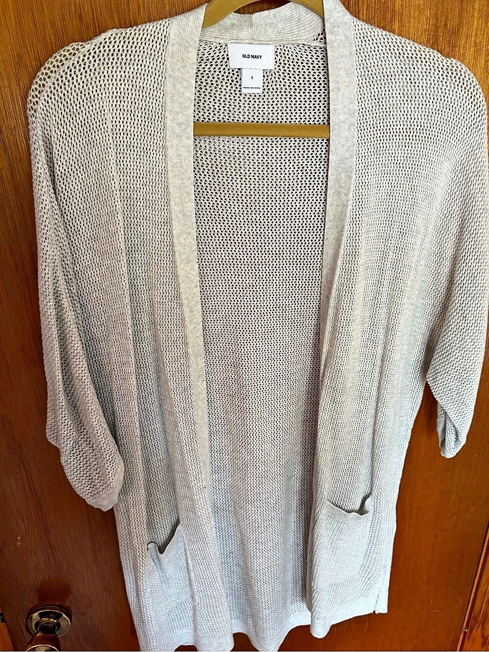 Old Navy Open-Front Crochet Knit Pocket Cardigan White Small